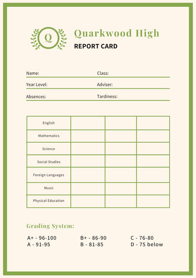 Customize 337+ High School Report Card templates online - Canva