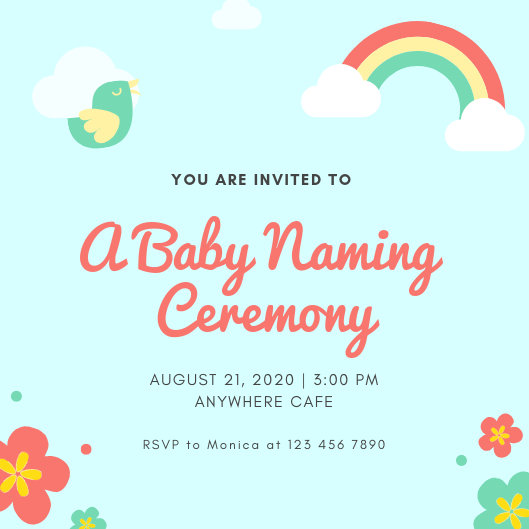 Blue Baby Naming Ceremony Invitation - Templates by Canva