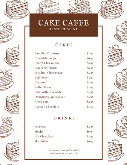 Customize 61+ Dessert Menu templates online - Canva