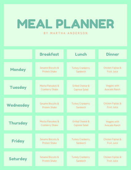 Customize 203+ Meal Planner Menu templates online - Canva