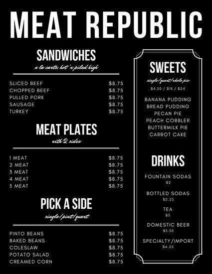 BBQ Menu Templates Free Printable