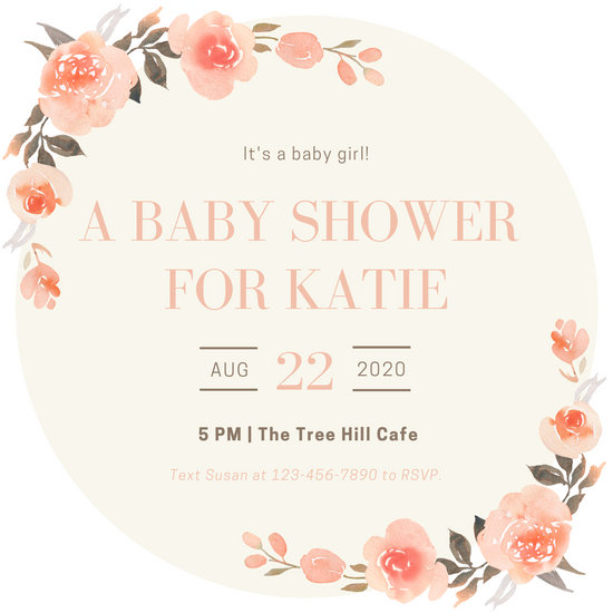 Peach Baby Shower Invitations 2