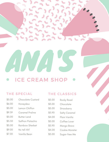 Customize 208+ Ice Cream Menu templates online - Canva
