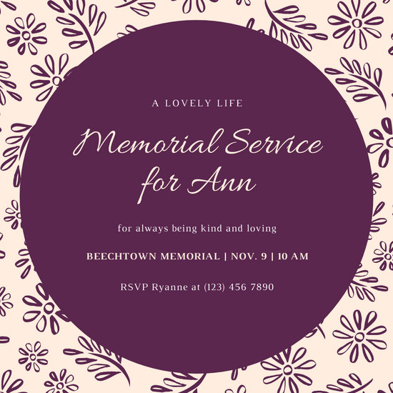 Customize 48+ Memorial Invitation templates online - Canva