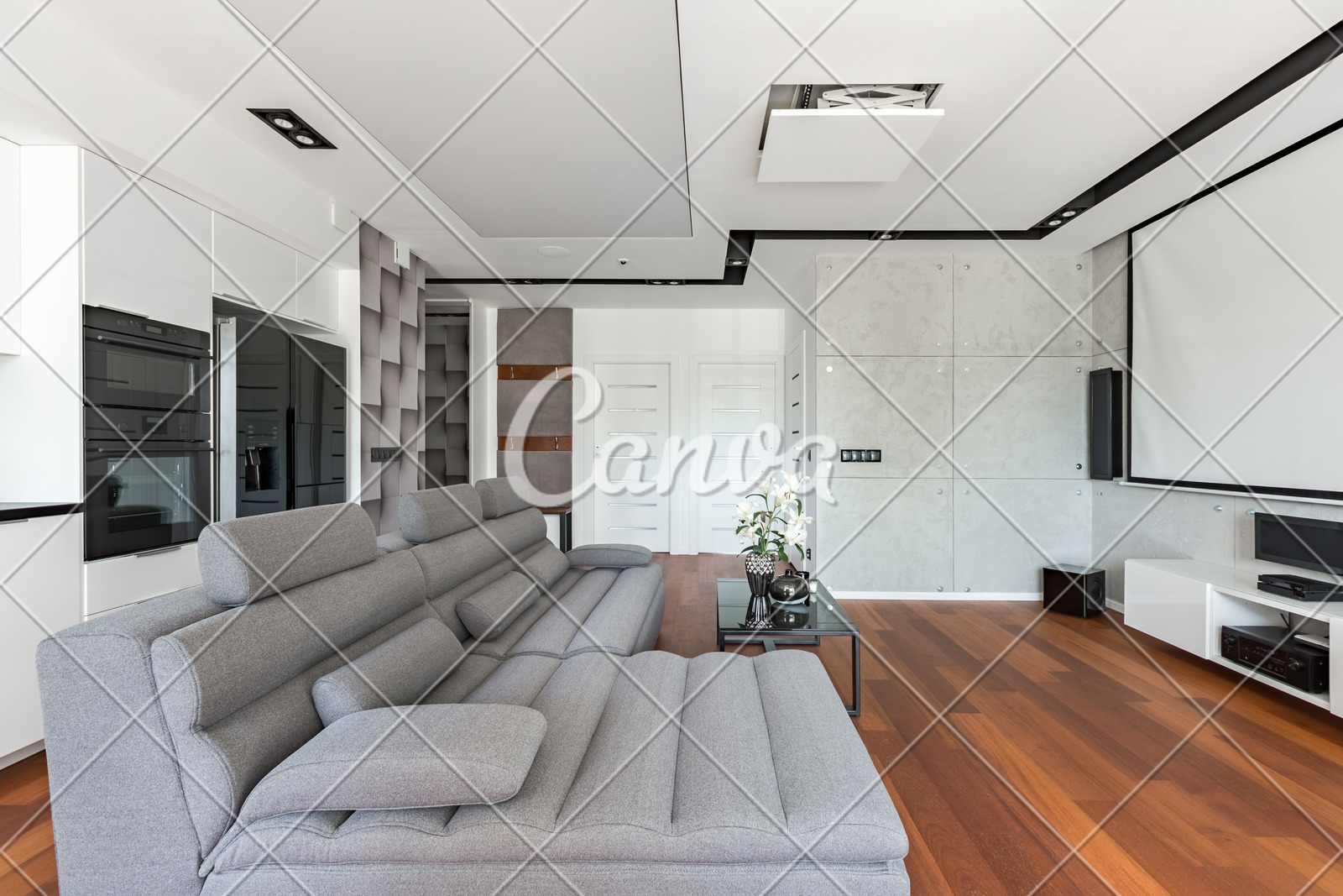 Living Room With Projector Screen Photos By Canva