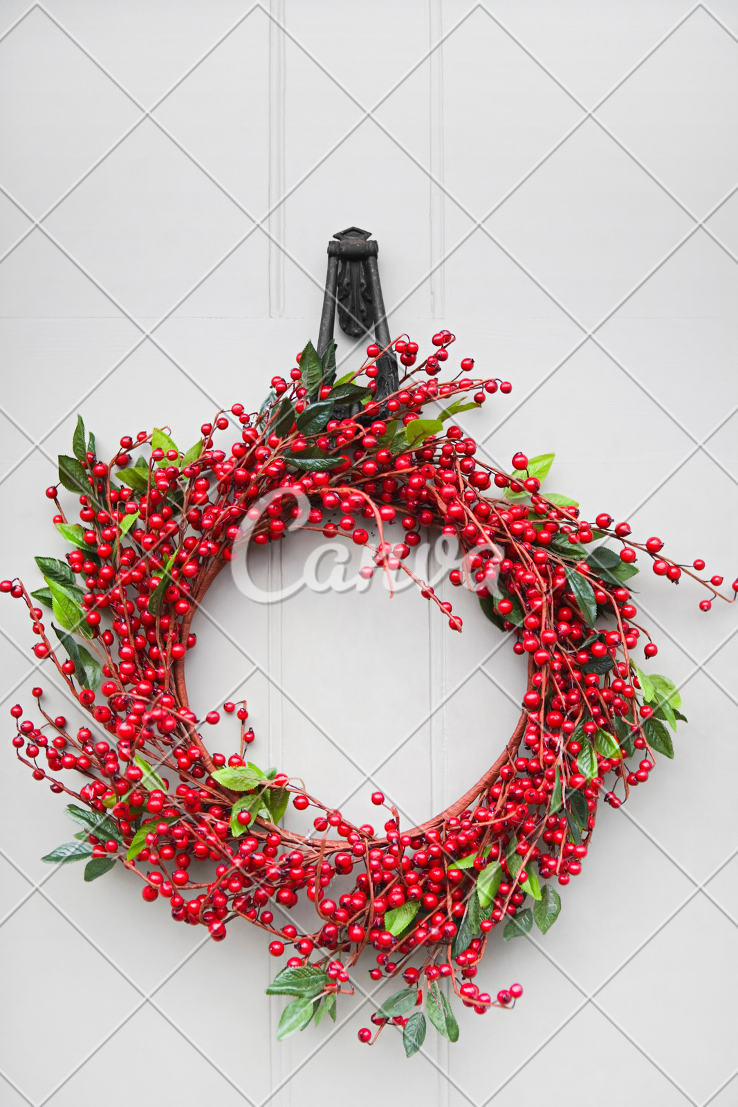 Christmas Wreath Hanging On A Front Door Photos By Canva