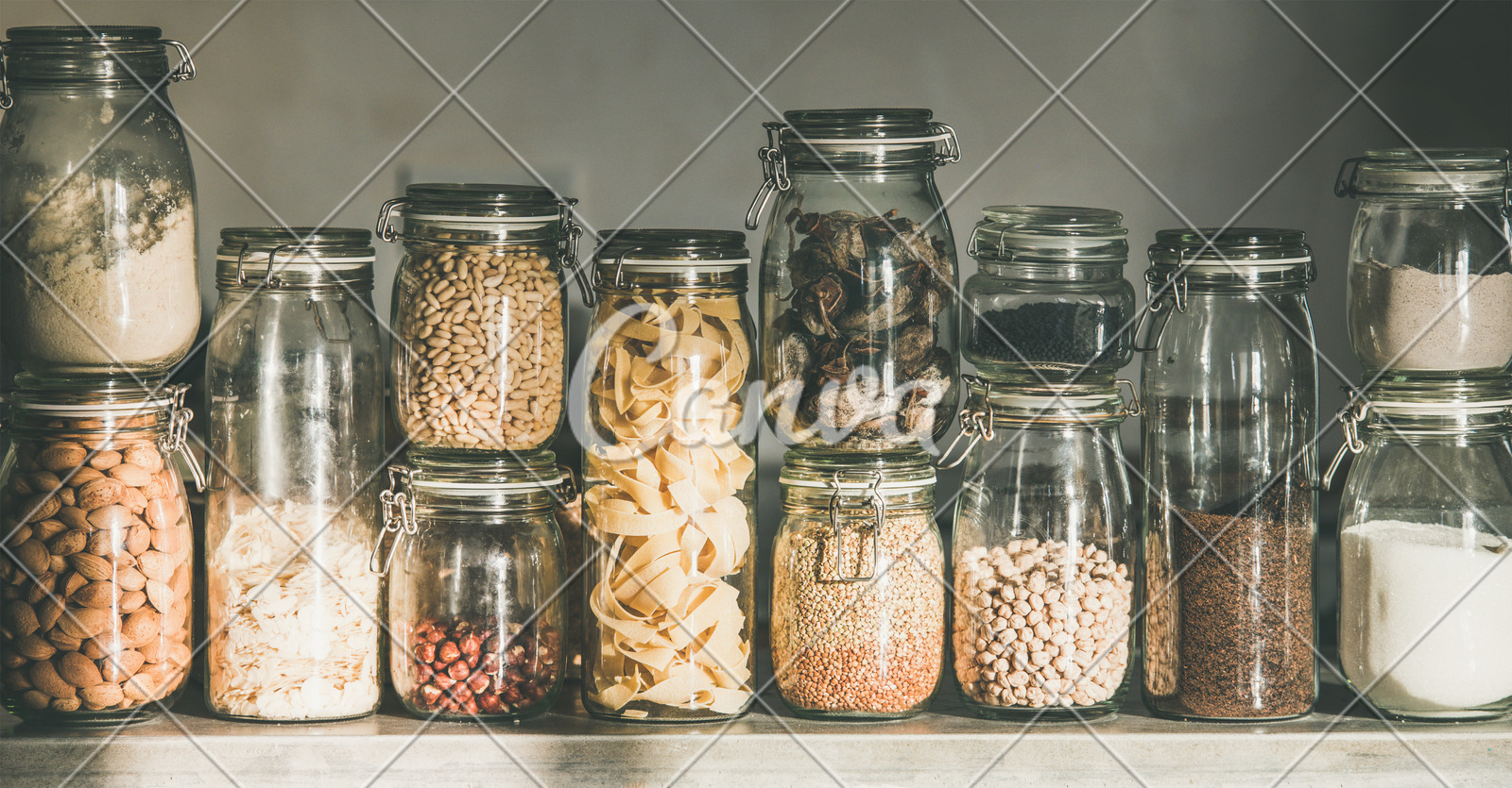 Rustic Kitchen Food Storage Arrangement In Glass Jars Photos By