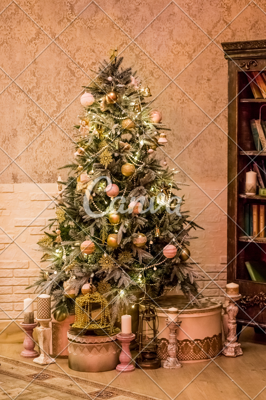Stylish Christmas Gift Boxes Under Beautiful Christmas Tree