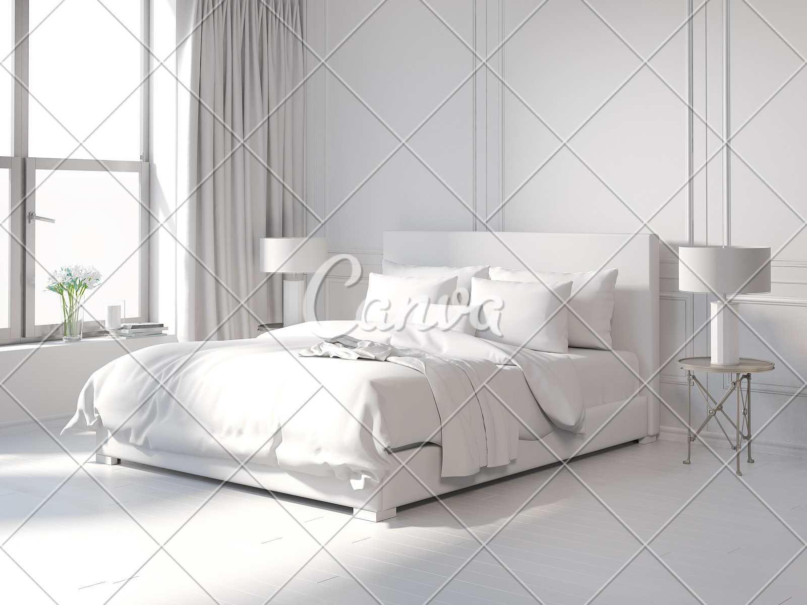 Contemporary All White Bedroom Photos By Canva