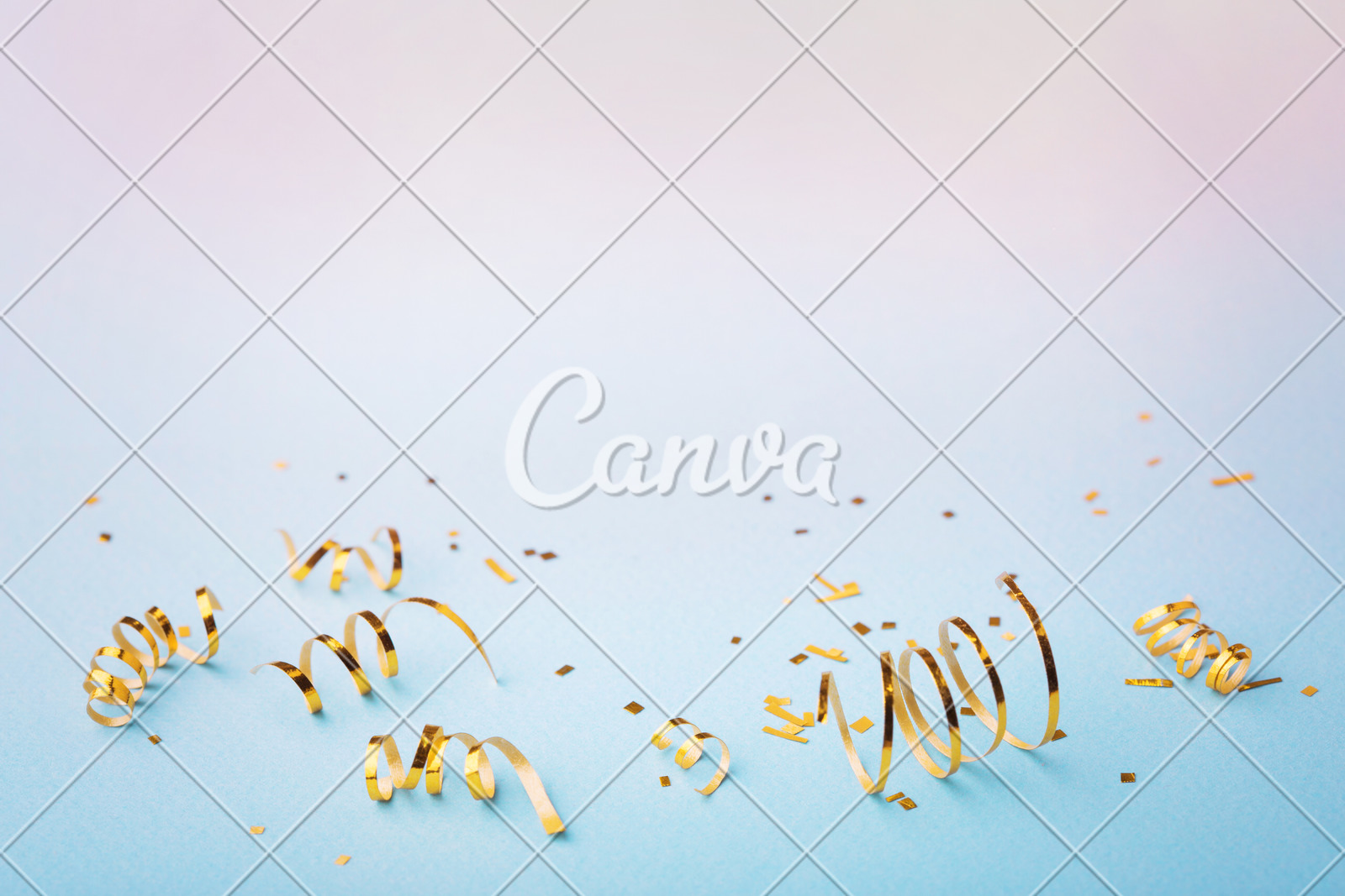 Golden Confetti On Pink Blue Background Decorations For
