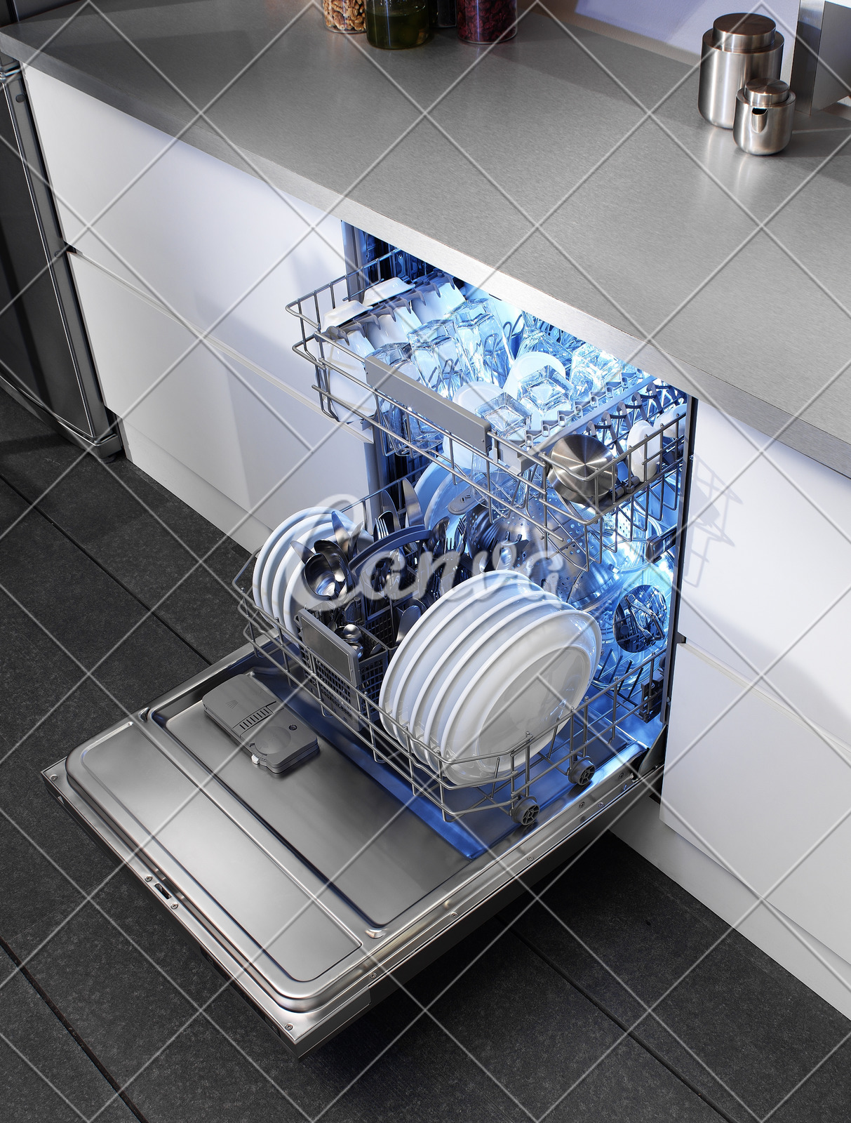 Dishwasher Clean Dishes And Kitchen Detail Photos By Canva