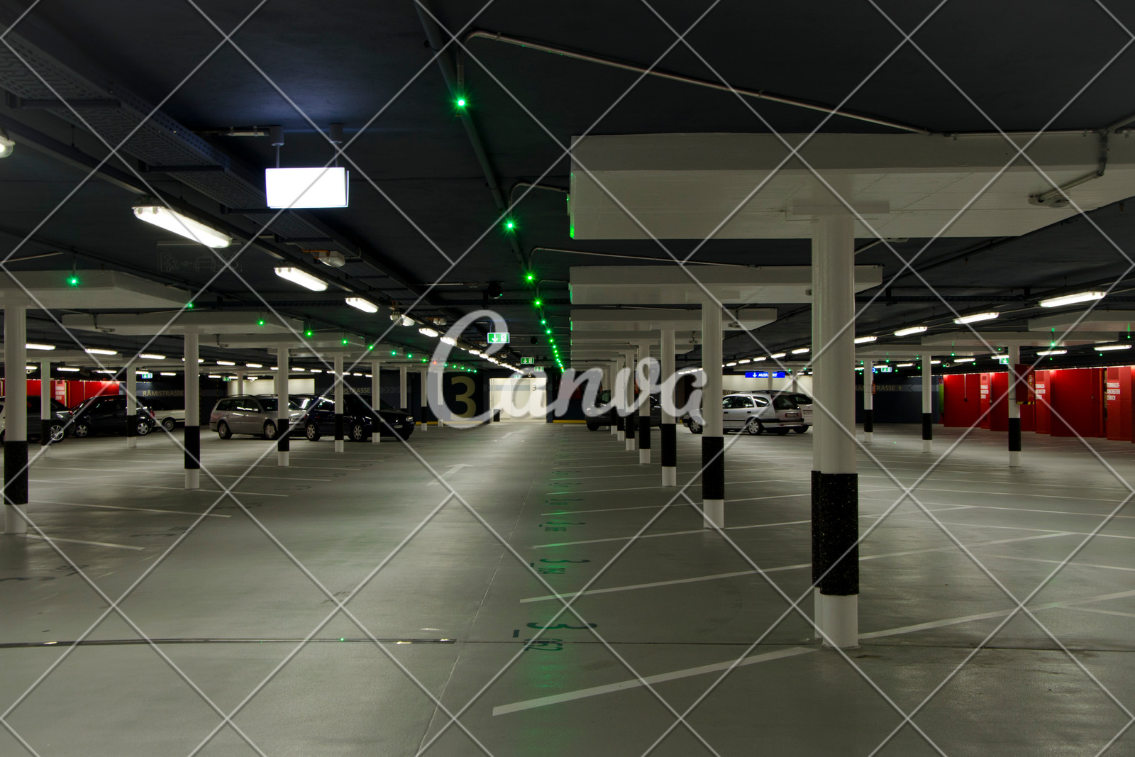 Illuminated Underground Parking Garage Photos By Canva