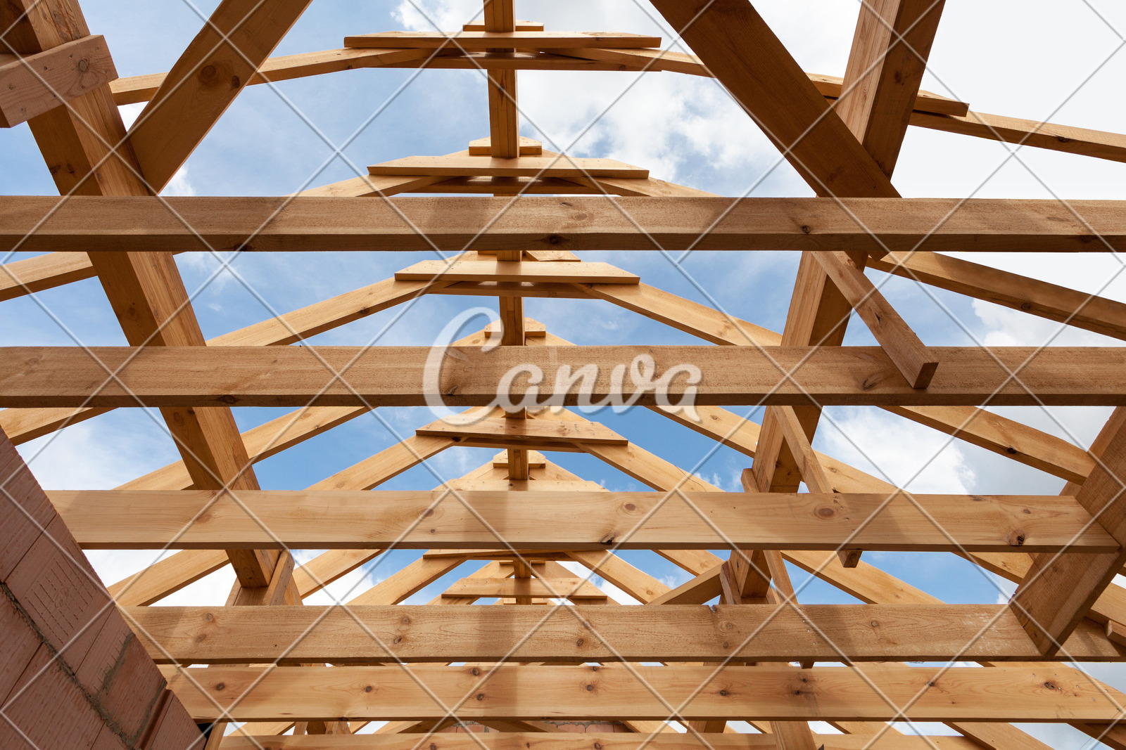 New Construction Home Framing Closeup Of Ceiling Frame