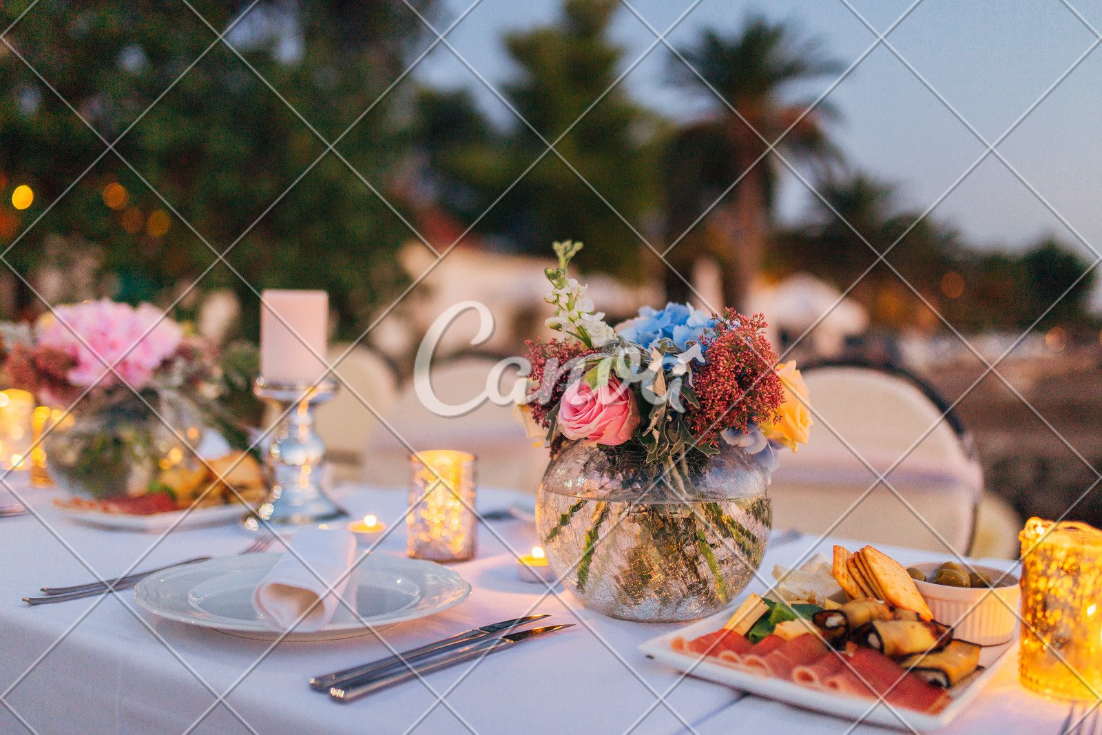 Flower Compositions On The Wedding Table In Rustic Style Wedding