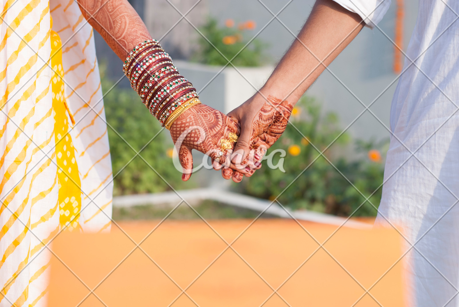 Indian Married Couple Holding Hands Photos By Canva