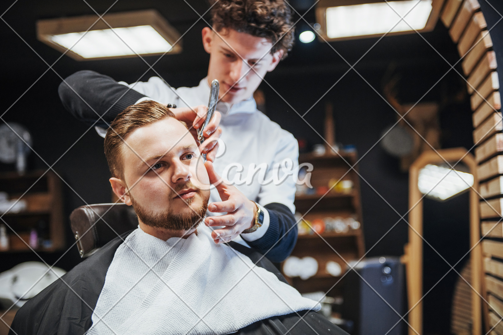 Men S Hairstyling And Haircutting In A Barber Shop Or Hair Salon