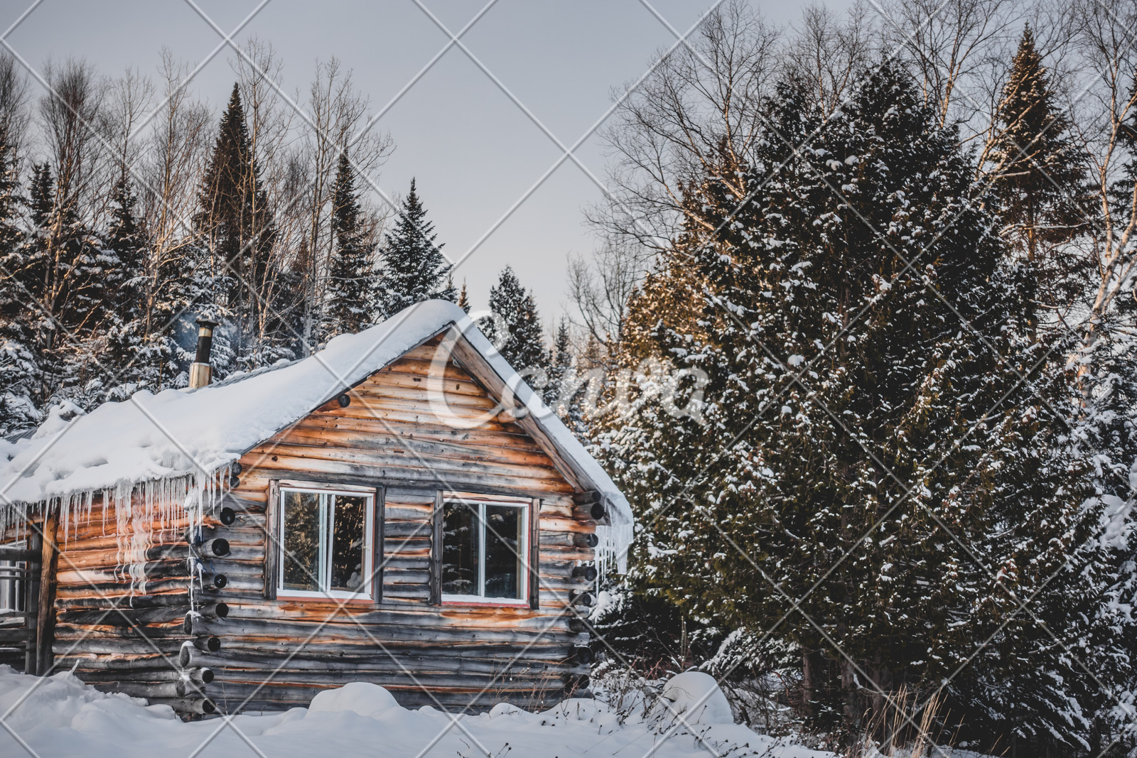 Canadian Round Log Wood Shack During Winter Photos By Canva