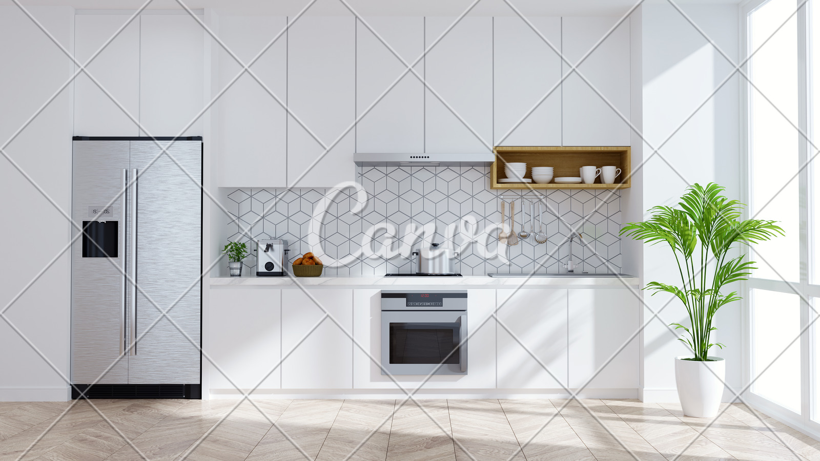 Modern Kitchen White Room Interior 3drender Photos By Canva