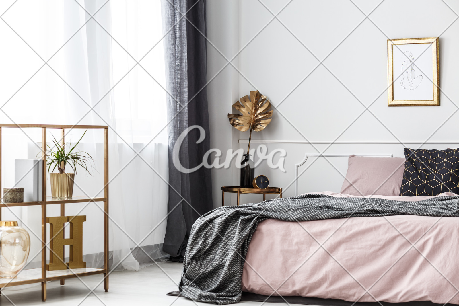 Gold Leaf In Bedroom Interior Photos By Canva
