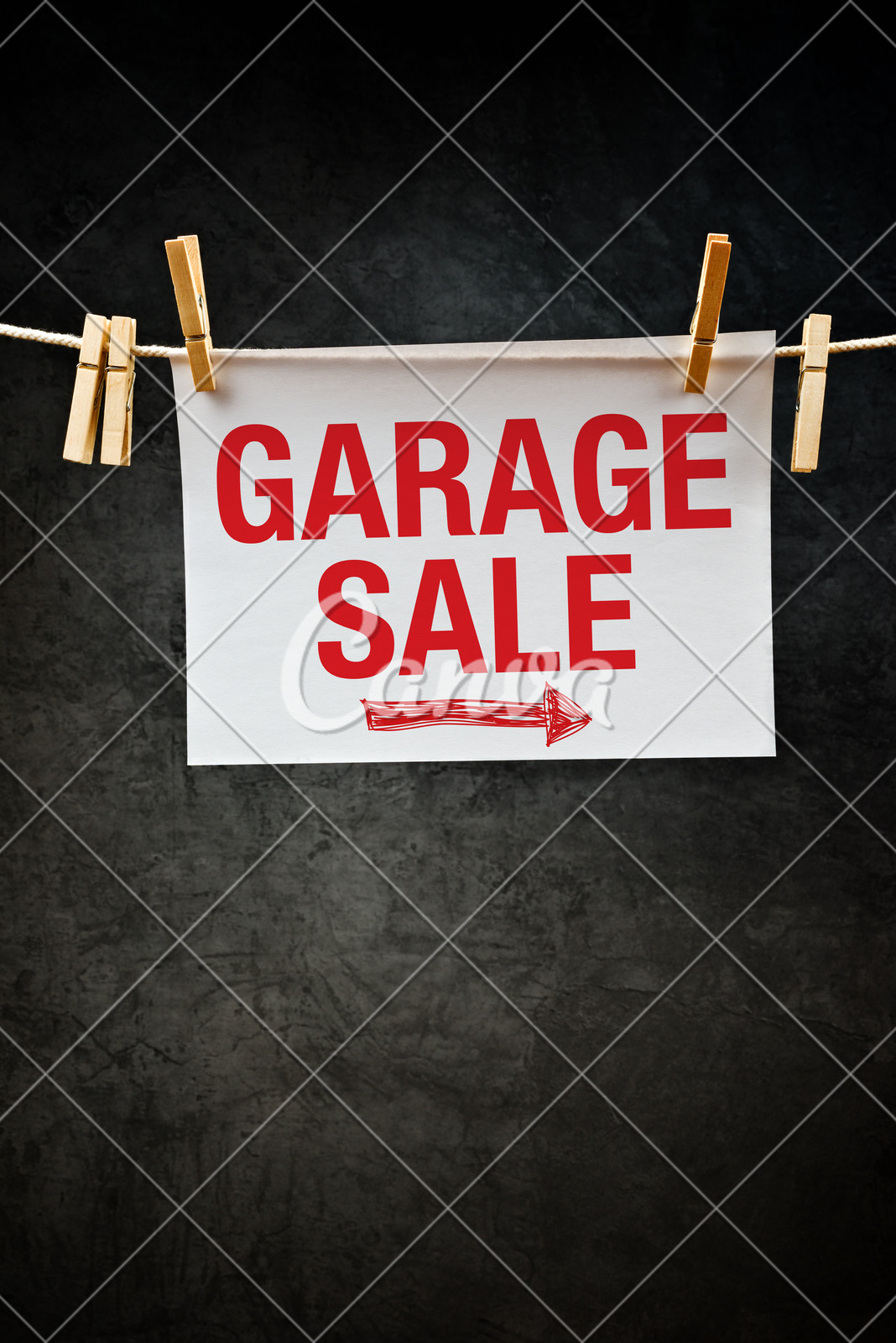 Garage Sale Sign Hanging On Clothes Rope Photos By Canva