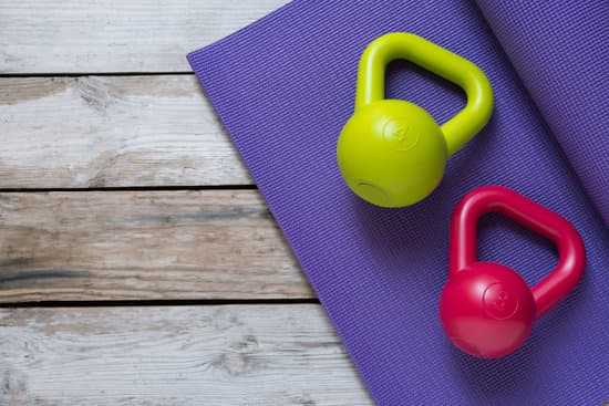 Kettlebell And Yoga Mat On Table Fitness Healthy And Sport