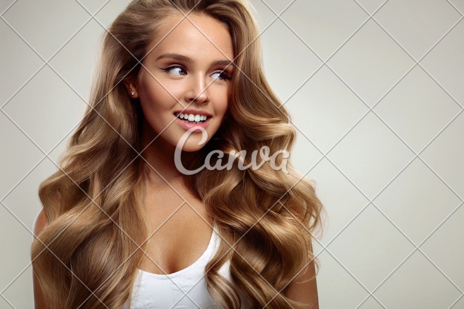 Beauty Beautiful Woman With Long Blonde Curly Hair Hairstyle