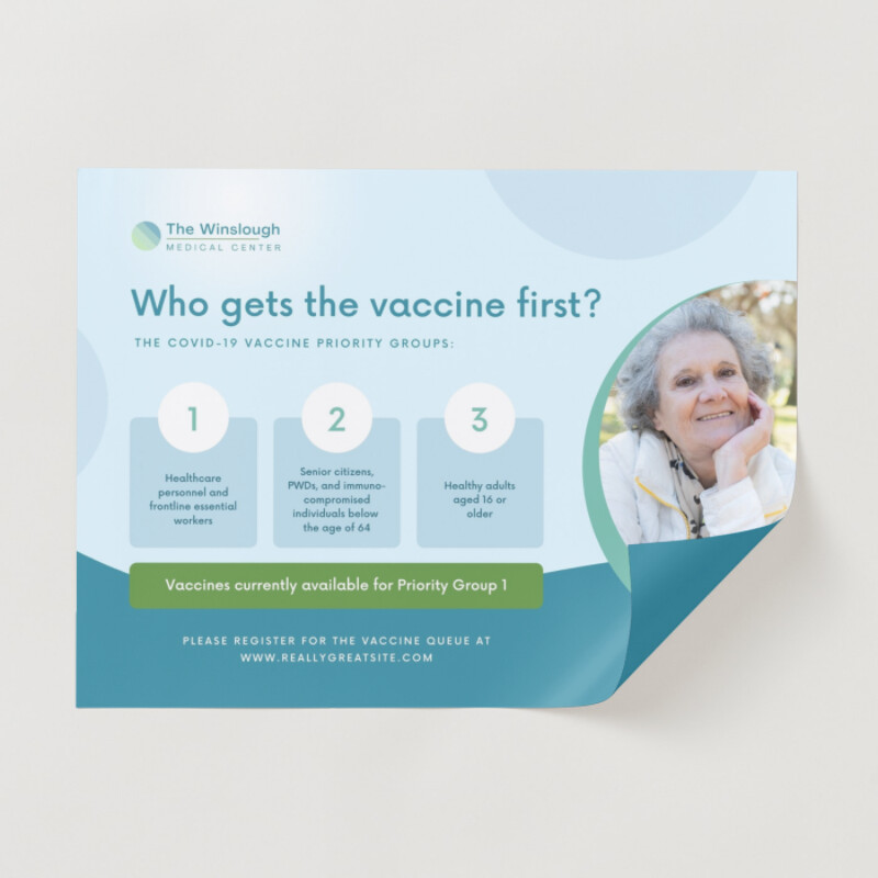 Blue and Green Corporate Clean Vaccine Information General Health Poster