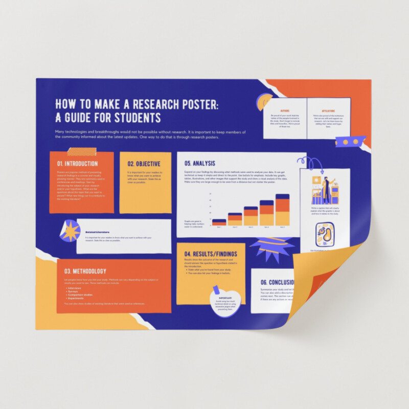 Orange Yellow and Blue Playful and Illustrative Landscape University Research Poster