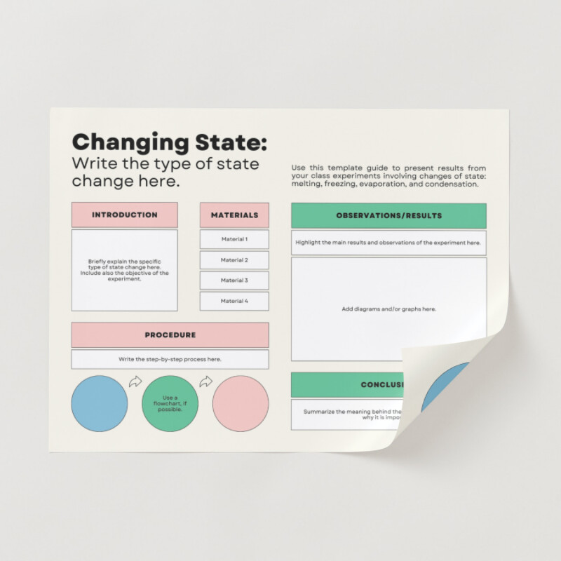 Experiment on Changing States of Matter Activity Research Poster in Beige Light Red Lined Style