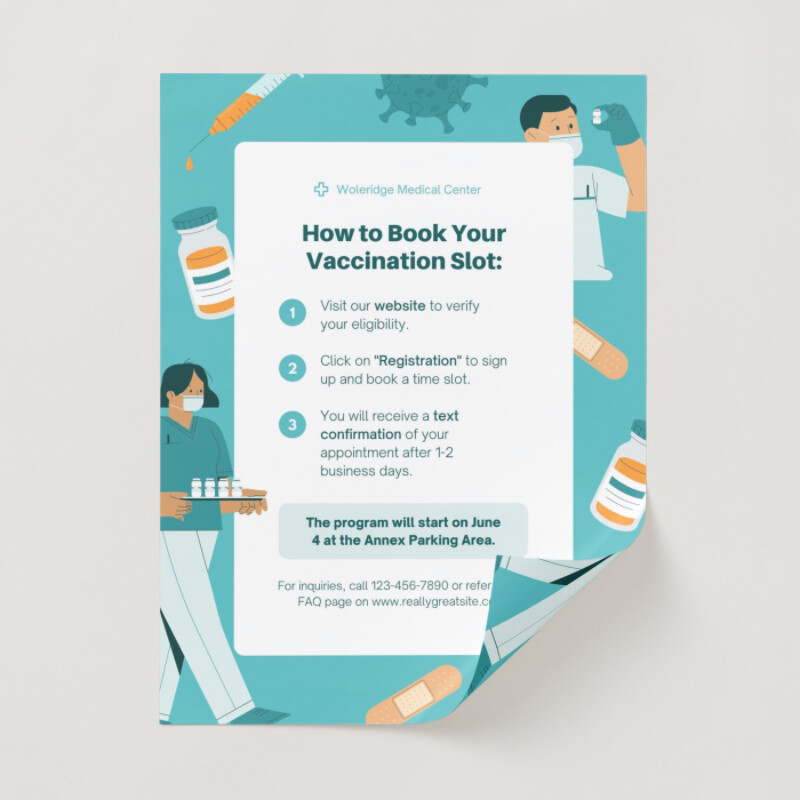 Turquoise Virus Clinical Friendly Vaccine Scheduling General Health Poster