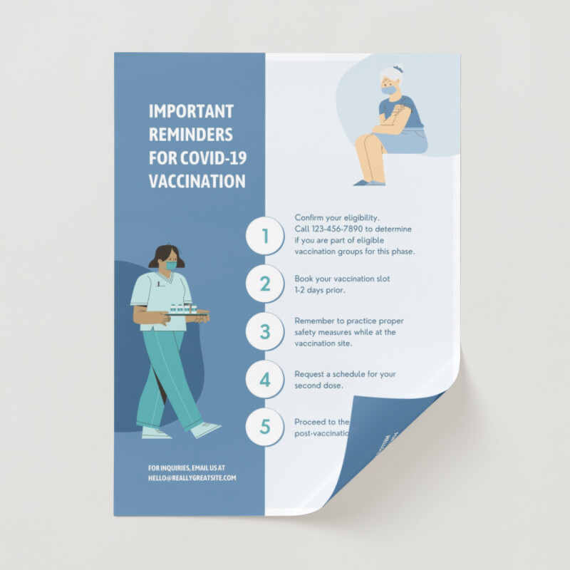 Blue and Green Illustration Clinical Friendly Safety and Direction General Health Poster