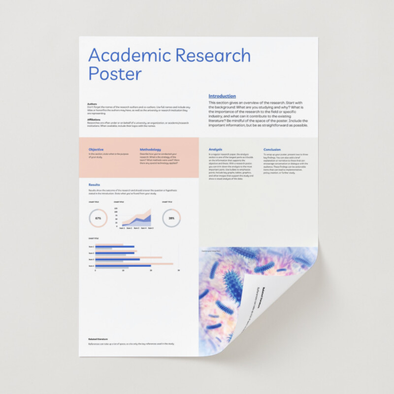 Pink and Blue Bacteria Minimal Geometry Portrait University Research Poster