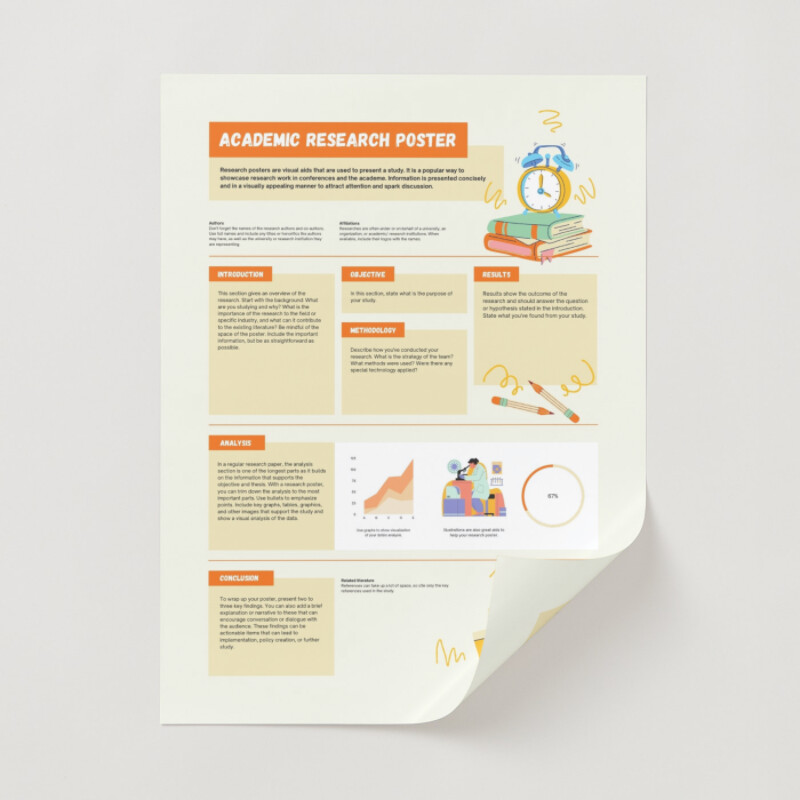 Orange and Cream Playful and Illustrative Portrait University Research Poster
