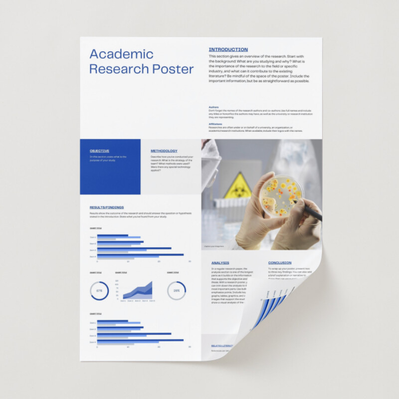Blue and White Minimal Geometry Portrait University Research Poster