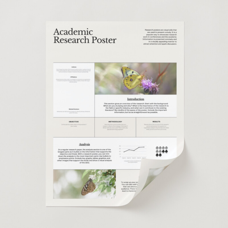 Beige Butterfly Contemporary Editorial Portrait University Research Poster