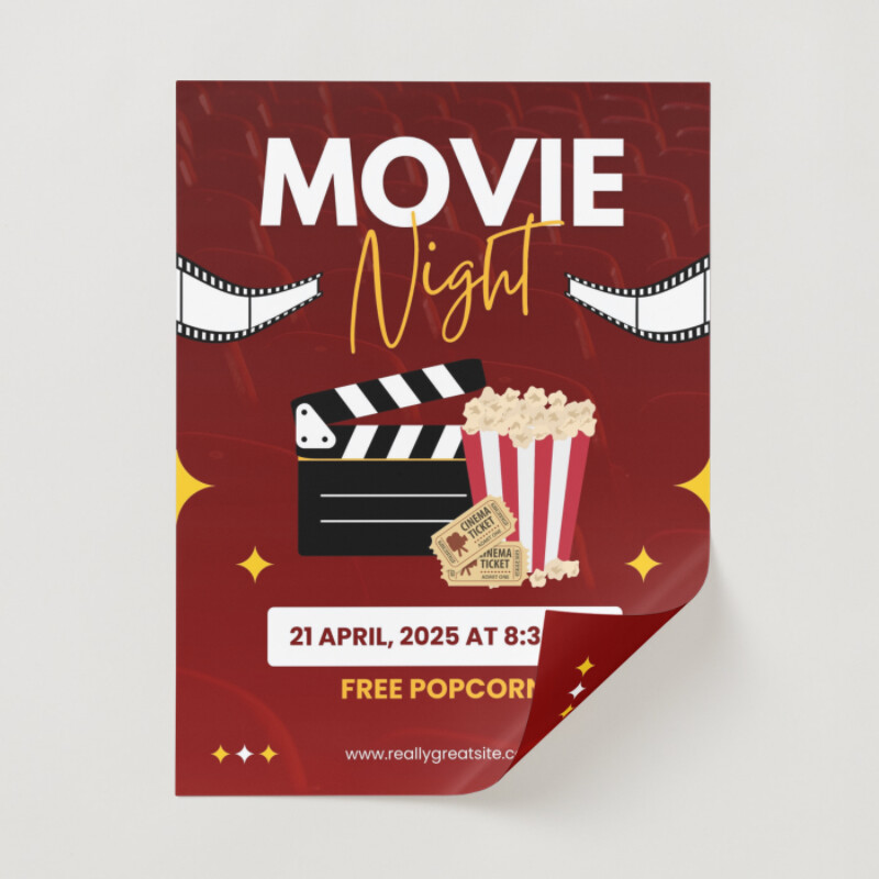 Red and Yellow Minimalist Movie Night Poster