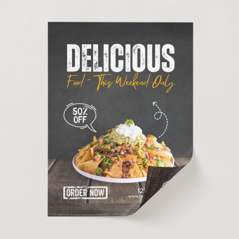 White and Grey Minimalist Delicious Food Promotion Poster
