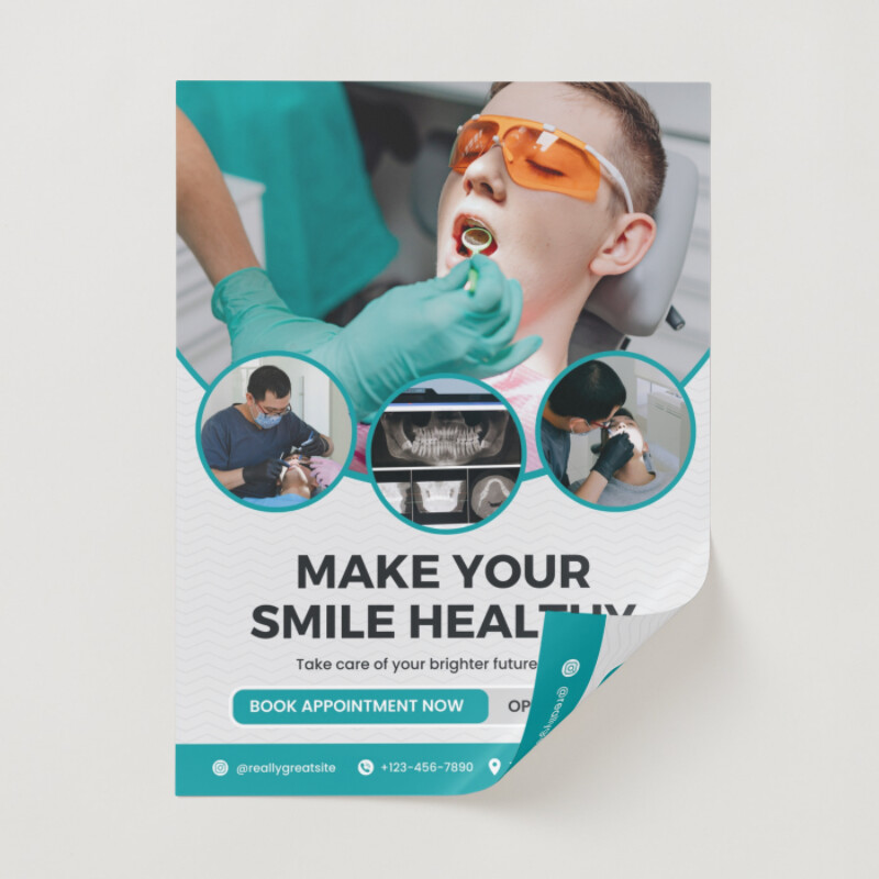 Blue White Minimalist Dental Care Poster