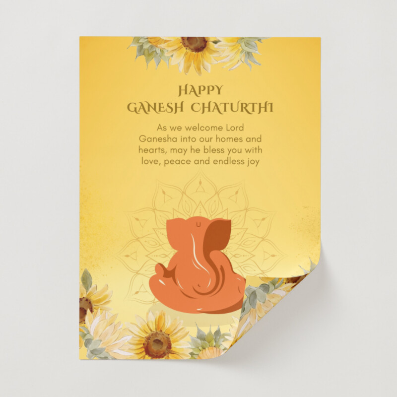 Orange Yellow Indian Festival Ganesh Chaturthi Invitation card Poster