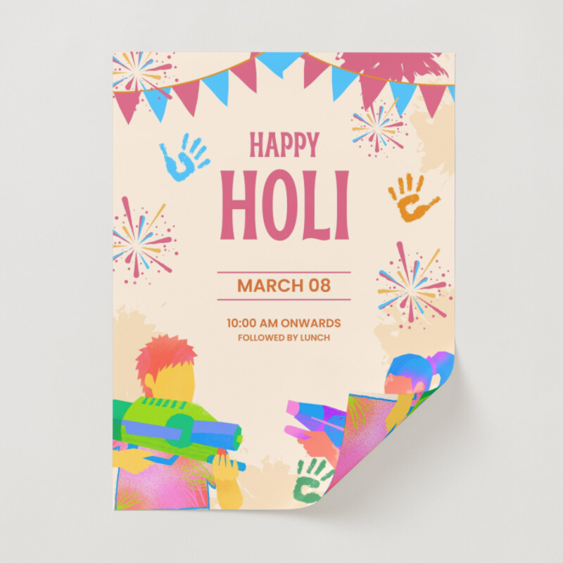 Colorful Illustrated Happy Holi Festival Poster