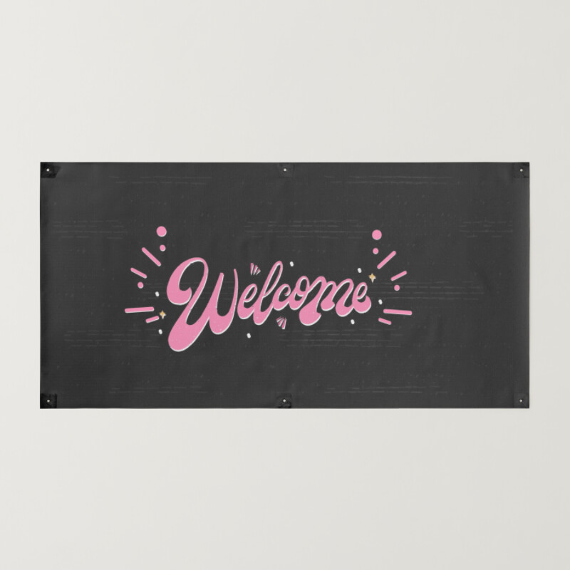Welcome Beautiful Inscription on Black Background Banner