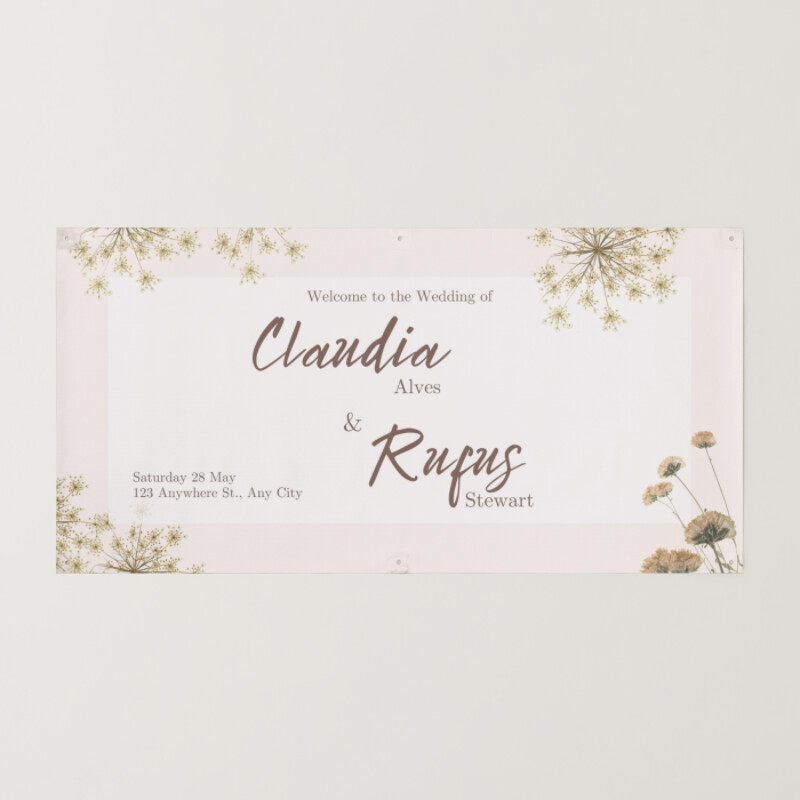 Brown and Cream Rustic Floral Wedding Invitation Banner