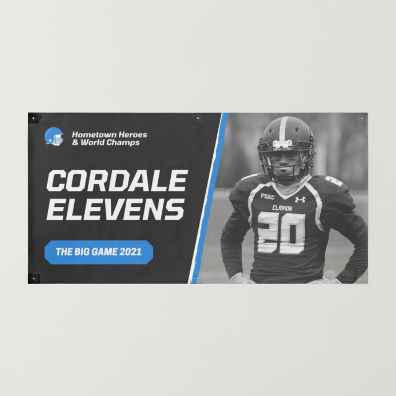 Blue and Black Graphic Dynamic Sports Football Team Banner
