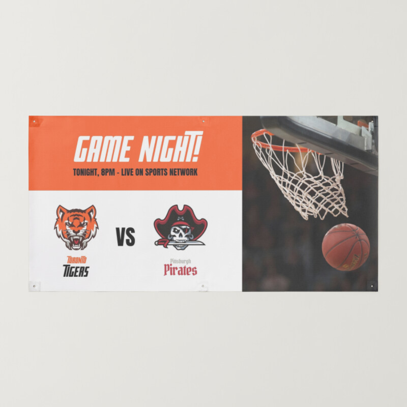 Orange Toronto Tigers Basketball Game Night Sports Banner