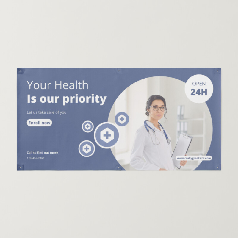 Baby Blue and White Simple Medical Health Banner Landscape