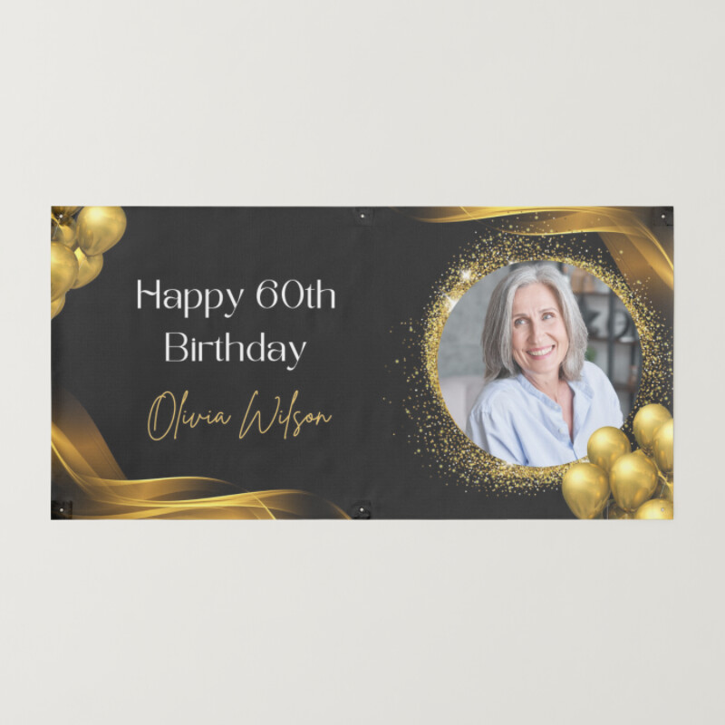 Black Gold Creative elegant Happy Birthday Banner