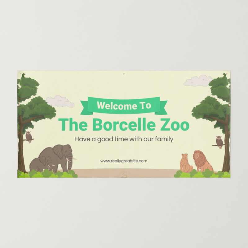 Yellow and Brown Illustration Welcome To The Zoo Banner