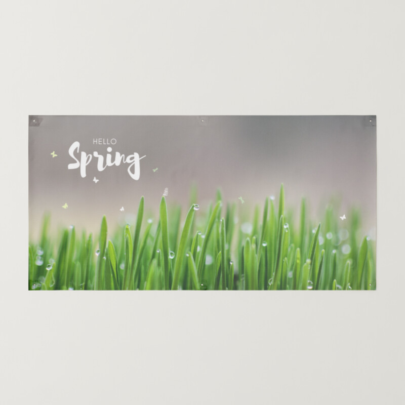 Green And Gray Natural Hello Spring Season Landscape Banner