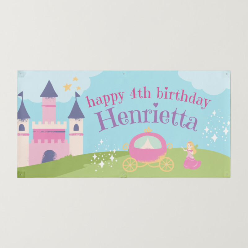 Pastel Pretty Illustrated Fairytale Princess Party Banner