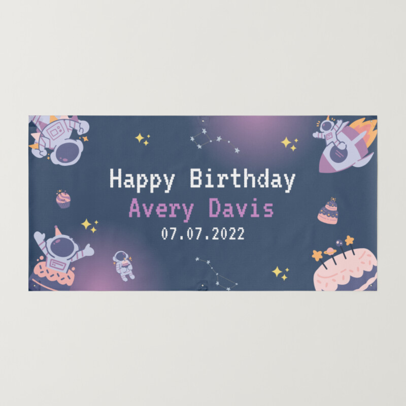 Blue Cute Playful Birthday Party Kids Banner